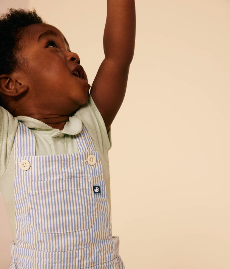 Salopette courte en seersucker b&eacute;b&eacute; GAULOISE/ MARSHMALLOW