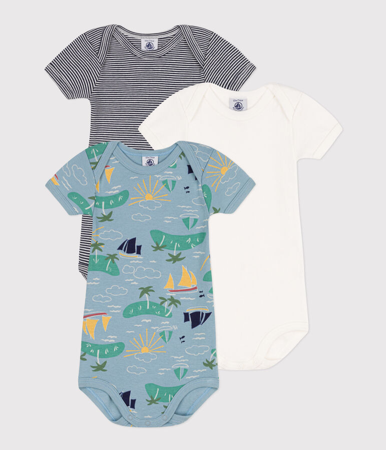 Lot de 3 bodies manches courtes explorateurs en coton multicouleur