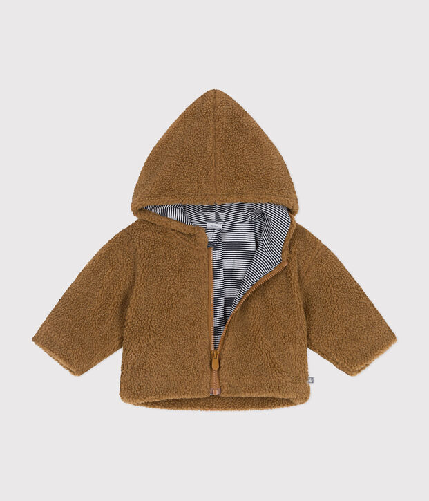 Veste &agrave; capuche en sherpa b&eacute;b&eacute; marron