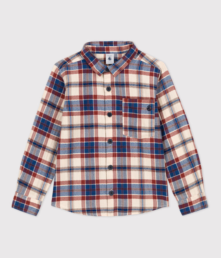 Chemise &agrave; carreaux en flanelle enfant gar&ccedil;on blanc AVALANCHE/ MULTICO