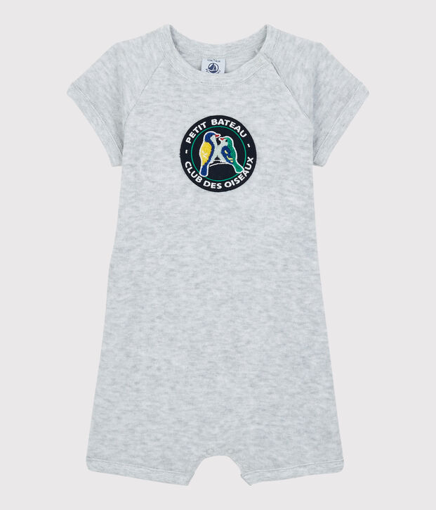 Combinaison courte en bouclette &eacute;ponge b&eacute;b&eacute; gar&ccedil;on gris