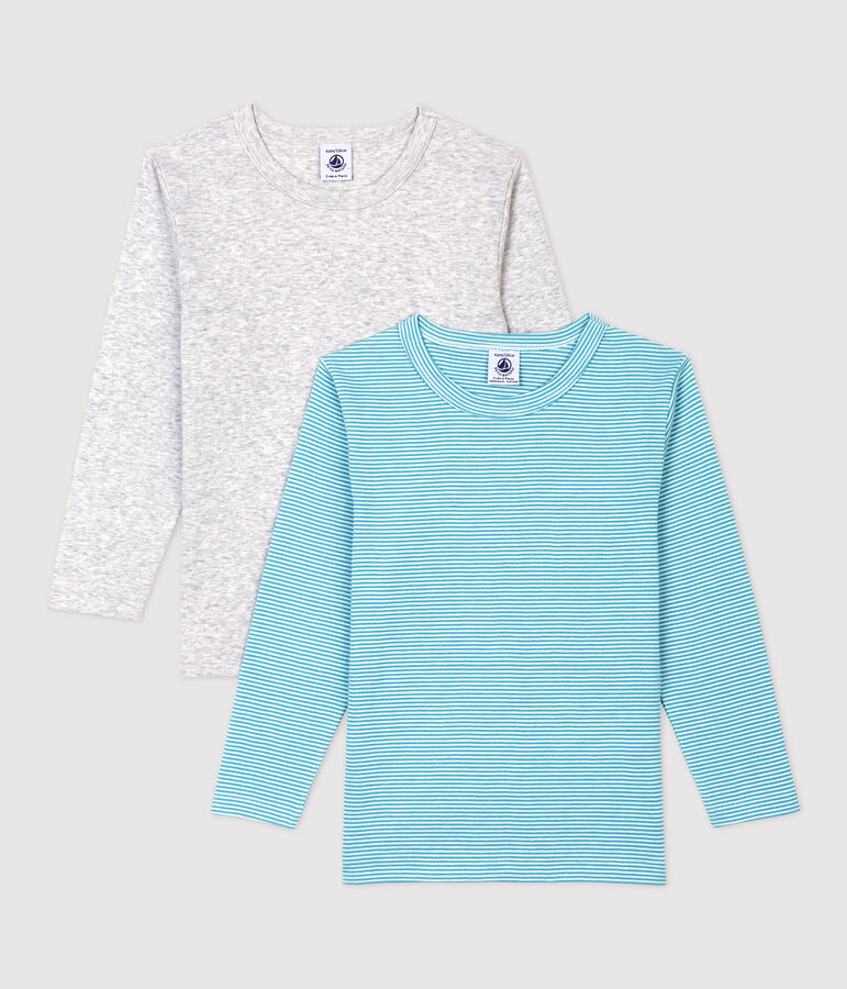 Lot de 2 tee shirts manches longues petit gar&ccedil;on en coton biologique multicouleur