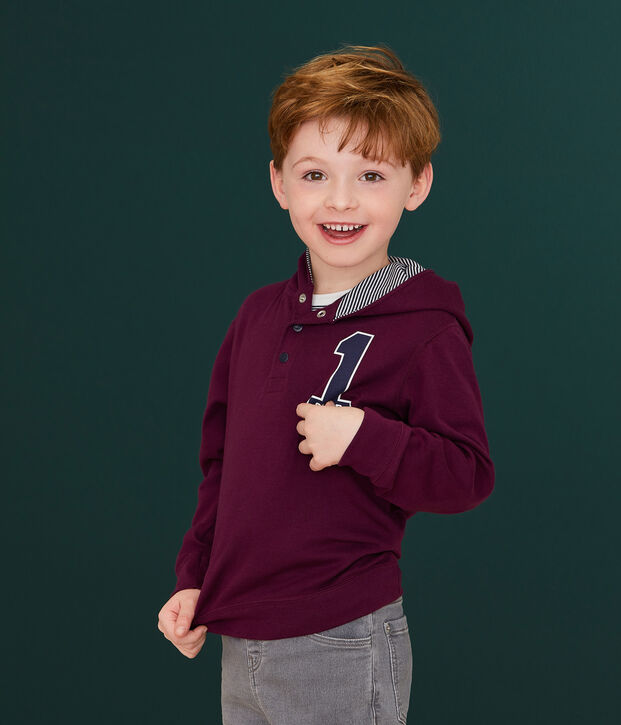 Tee-shirt &agrave; capuche enfant gar&ccedil;on violet