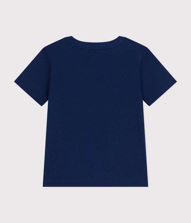 Tee-shirt manches courtes en jersey fin enfant gar&ccedil;on bleu fonc&eacute;
