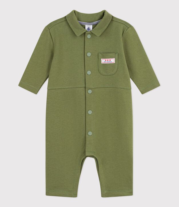 Combinaison longue b&eacute;b&eacute; en coton uni kaki