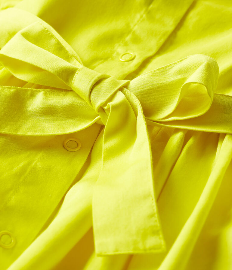 Robe manches courtes b&eacute;b&eacute; fille en satin jaune