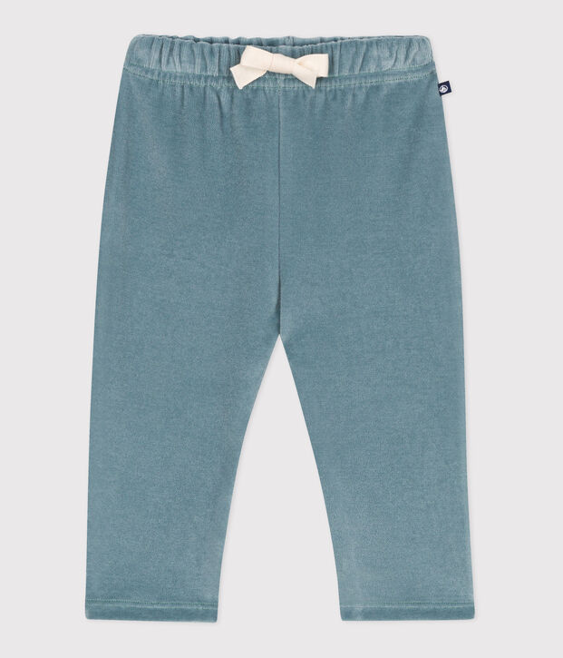Pantalon b&eacute;b&eacute; en bouclette velours uni bleu