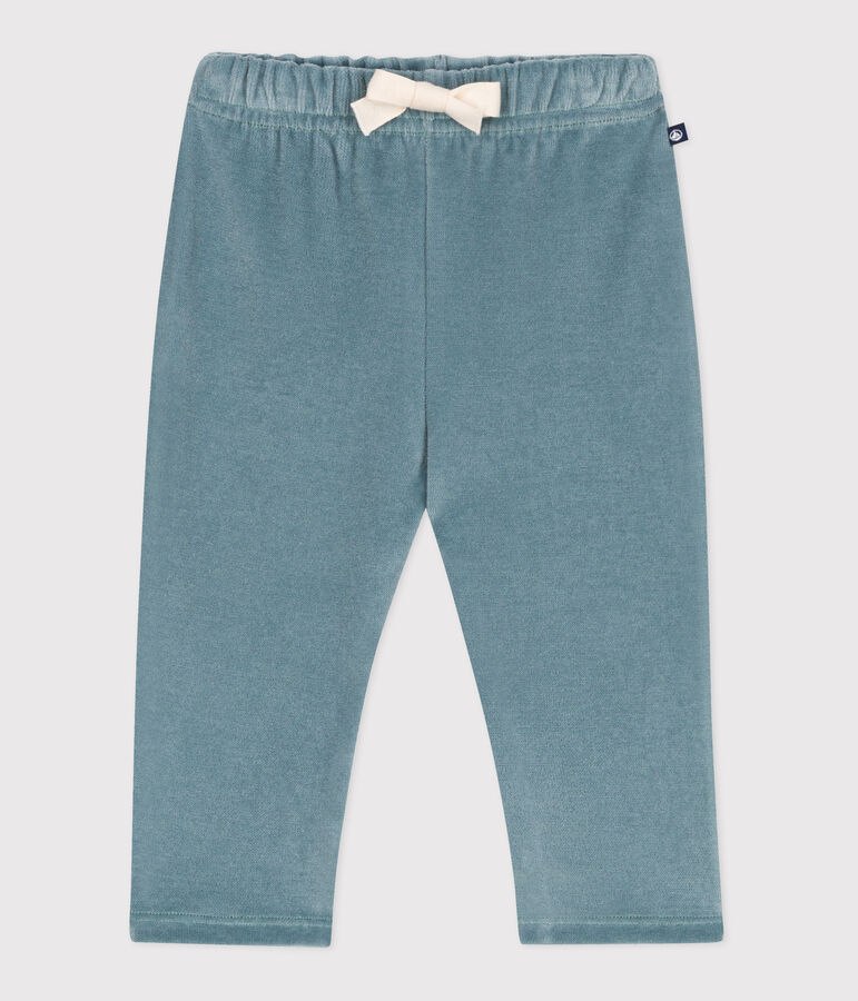 Pantalon b&eacute;b&eacute; en bouclette velours uni bleu GOBELIN