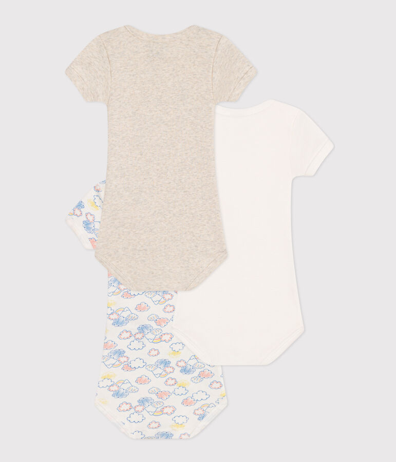 Lot de 3 bodies manches courtes arc-en-ciel en coton b&eacute;b&eacute; multicouleur