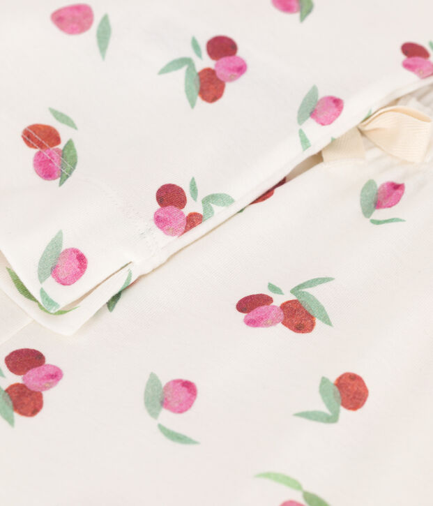 Pyjama short femme en coton imprim&eacute; fruits blanc/multicouleur