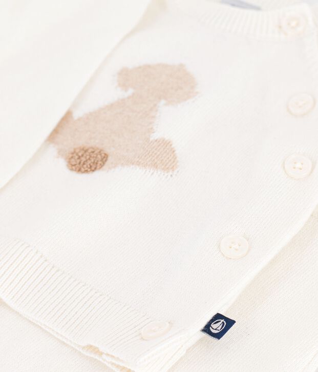 Ensemble b&eacute;b&eacute; en tricot &agrave; motif blanc cass&eacute;