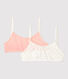 Lot de 2 brassières imprimé paillettes fille en coton biologique et élasthanne