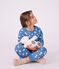 Pyjama enfant en molleton &agrave; c&oelig;urs bleu/blanc