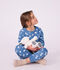 Pyjama enfant en molleton &agrave; c&oelig;urs bleu/blanc