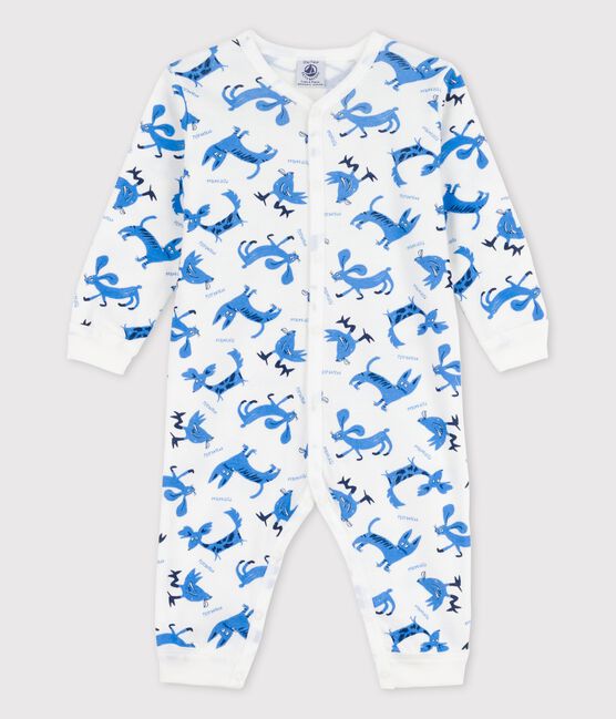 Dors-bien bébé imprimé fantaisie sans pieds en coton blanc MARSHMALLOW/blanc MULTICO