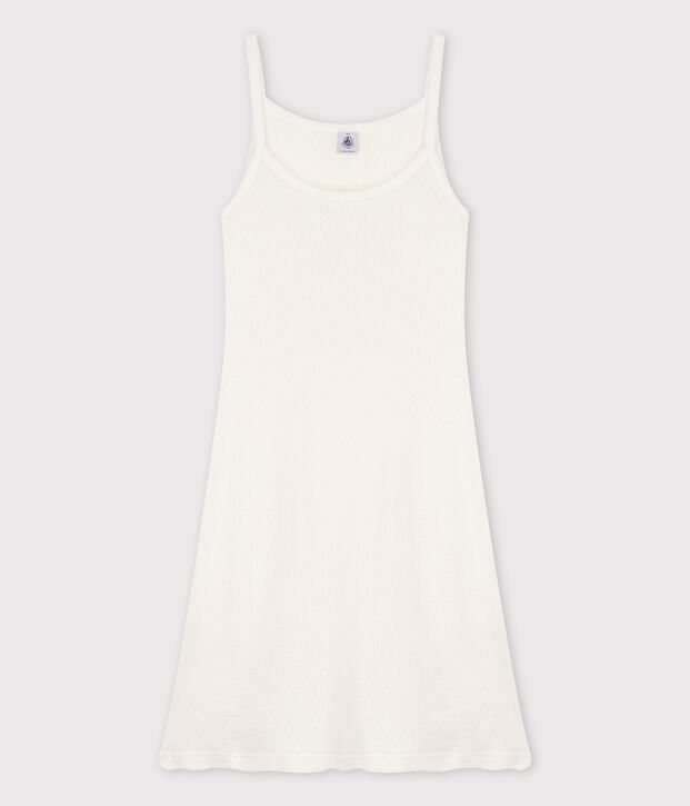 Robe &agrave; bretelles iconique en coton ajour&eacute; Femme blanc