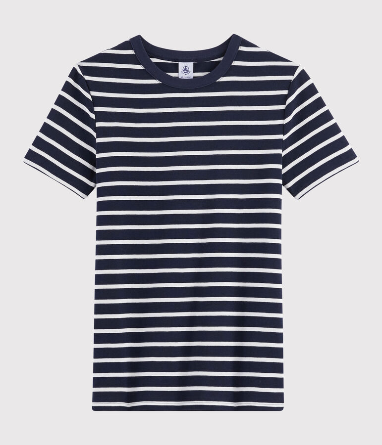 T-shirt iconique col rond Femme bleu SMOKING/blanc MARSHMALLOW