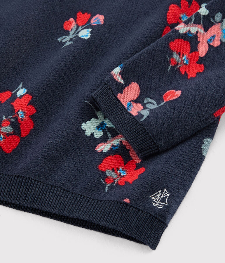 Pull en coton enfant fille bleu/multicouleur