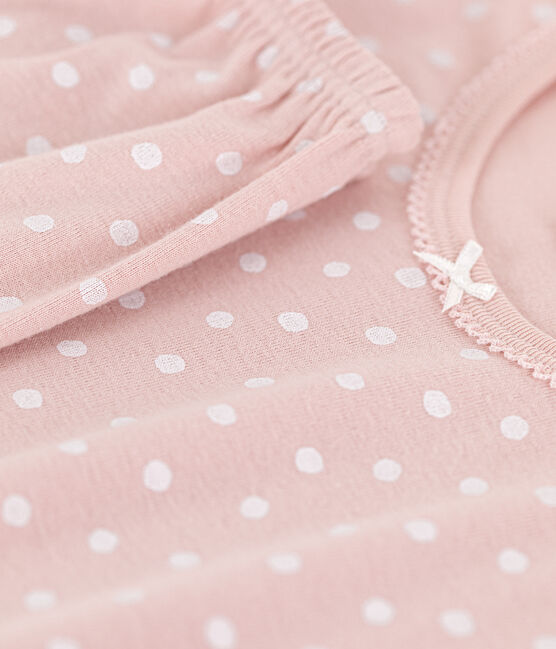 Pyjama manches courtes à pois en coton petite fille SALINE/ MARSHMALLOW
