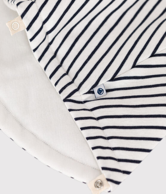 Cape à capuche rayée en coton bébé blanc MARSHMALLOW/bleu SMOKING