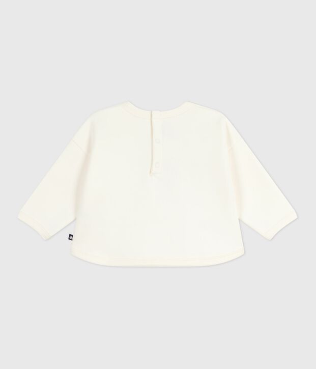 Sweatshirt b&eacute;b&eacute; en coton doux et chaud blanc cass&eacute;