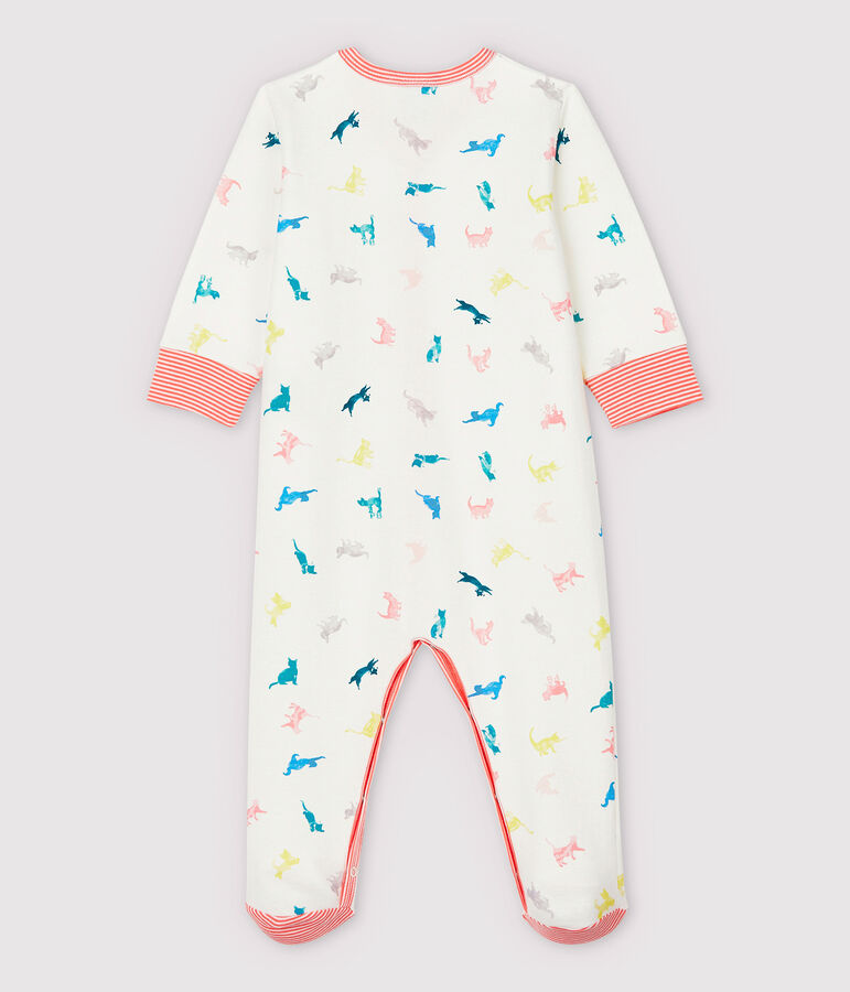 Dors-bien chats color&eacute;s b&eacute;b&eacute; en jersey double face blanc MARSHMALLOW/blanc MULTICO