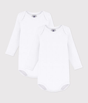 PETIT BATEAU - Lot de 2 bodies blancs manches longues bébé