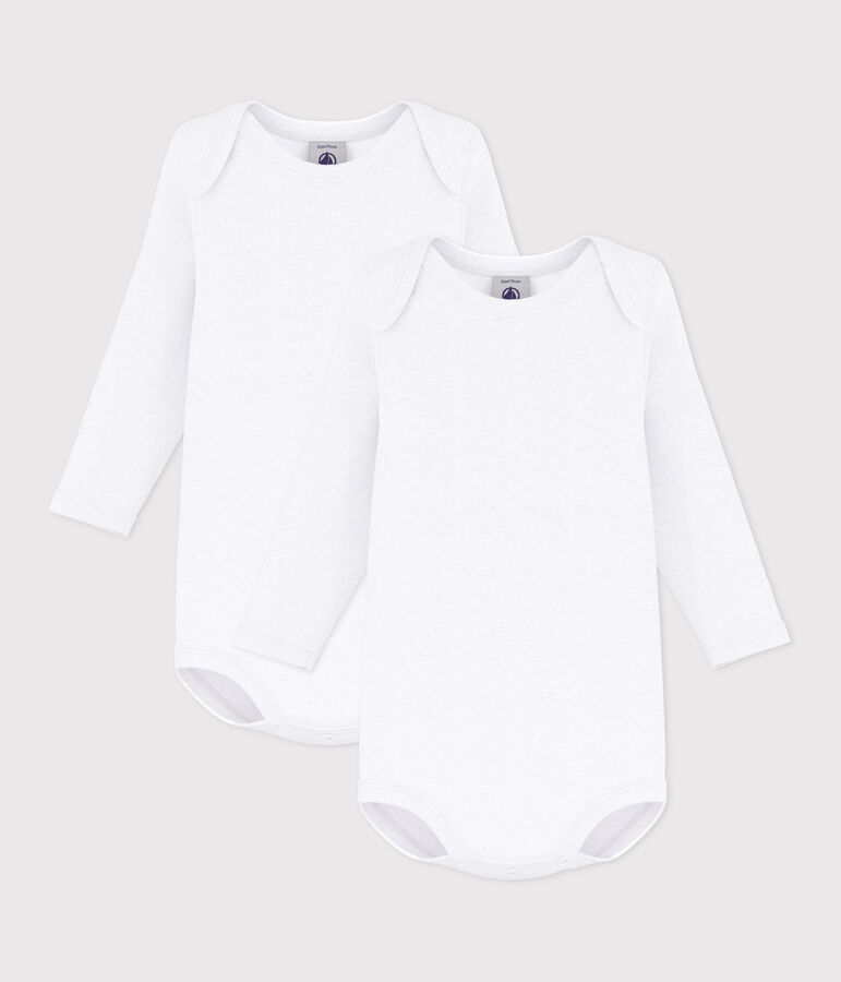 Lot de 2 bodies blancs manches longues b&eacute;b&eacute; variante 1