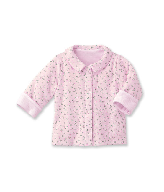 Veste bébé mixte ouatinée réversible à milleraies rose VIENNE/blanc ECUME
