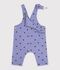 Salopette b&eacute;b&eacute; en serge jambes longues imprim&eacute;e c&oelig;urs violet/multicouleur