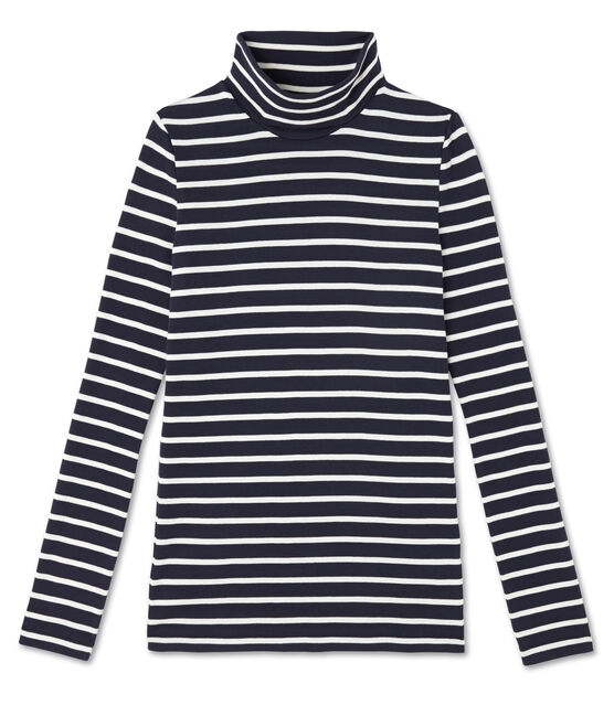 Sous pull femme iconique rayé bleu SMOKING/beige COQUILLE