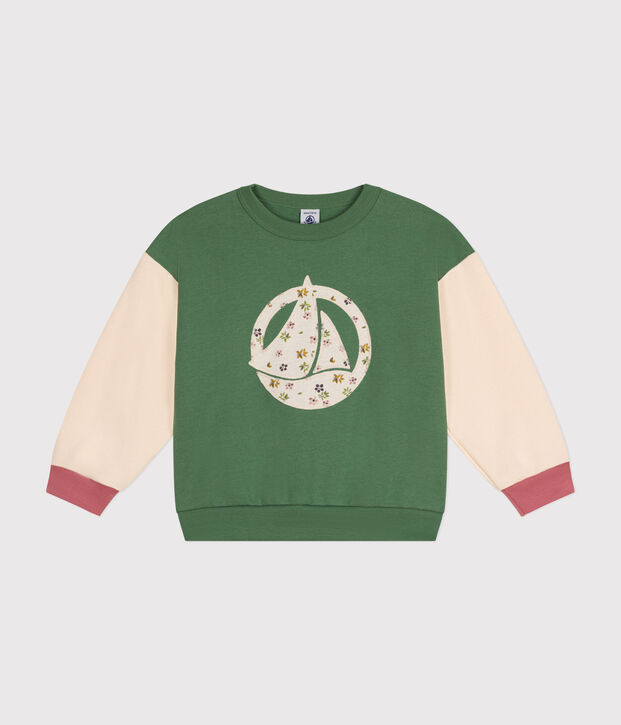 Sweatshirt en molleton enfant fille vert/multicouleur