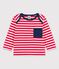 Tee-shirt manches longues rayé en jersey bébé rouge PEPS/blanc MARSHMALLOW