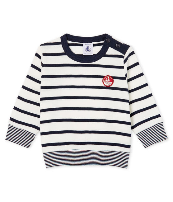 Tee shirt manches longues rayure marinière bébé garçon blanc MARSHMALLOW/bleu SMOKING