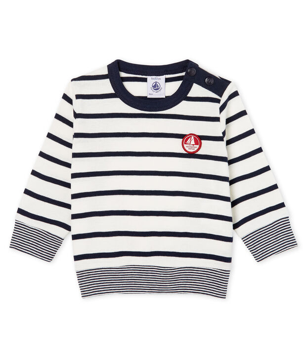 Tee shirt manches longues rayure marini&egrave;re b&eacute;b&eacute; gar&ccedil;on blanc/bleu