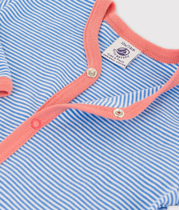 Dors-bien b&eacute;b&eacute; &agrave; rayures en coton biologique bleu/blanc