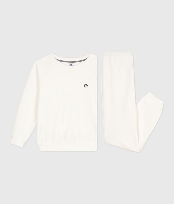 Pyjama femme en coton éponge uni écru MILK