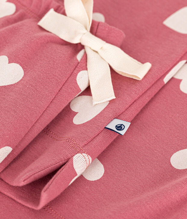 Pyjama en coton imprim&eacute; c&oelig;ur femme rose/blanc
