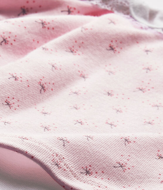 Combinaison guimpe bébé fille bi-matière rose VIENNE/blanc MULTICO