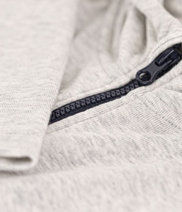 Sweatshirt zipp&eacute; &agrave; capuche enfant gar&ccedil;on gris chin&eacute; clair