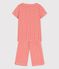 Pyjama manches courtes fleurs  petite fille en coton biologique rose PAPAYE/ MARSHMALLOW