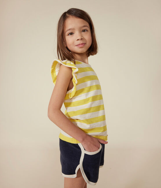 Tee-shirt rayé en jersey flammé enfant fille jaune NECTAR/ AVALANCHE