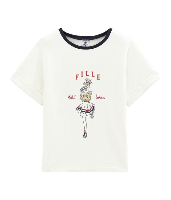 tee-shirt manches courtes enfant fille blanc MARSHMALLOW