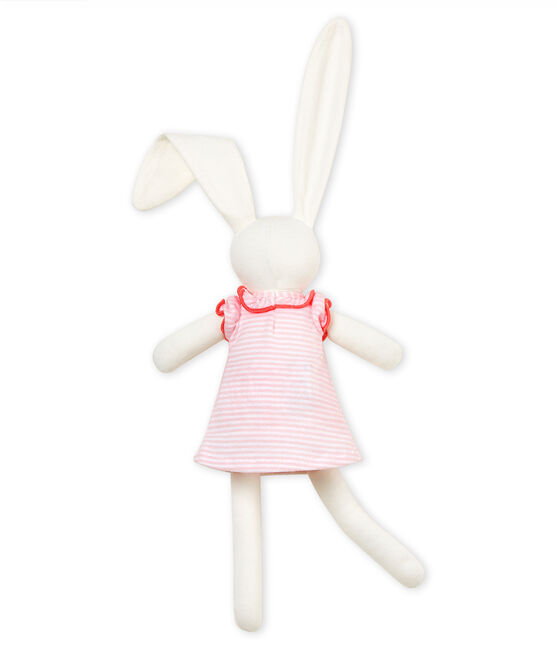 Doudou lapin habillé rose VIENNE/blanc MARSHMALLOW