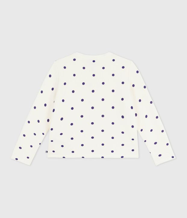 Cardigan enfant en coton imprim&eacute; pois bleu/bleu