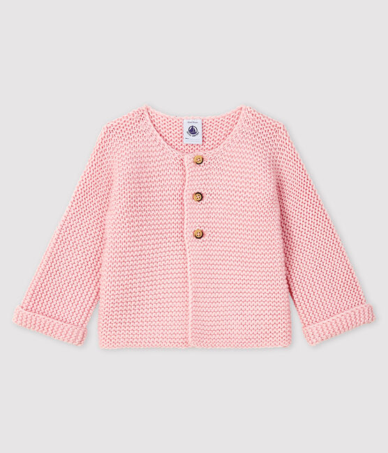 Cardigan laine et coton bébé fille rose MINOIS