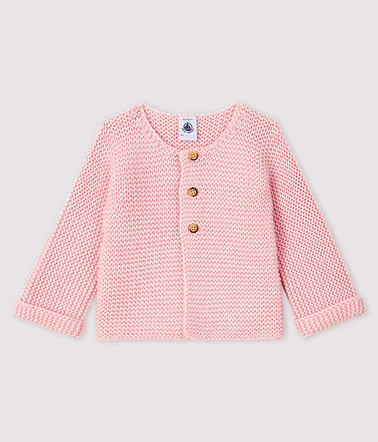 Cardigan laine et coton b&eacute;b&eacute; fille rose