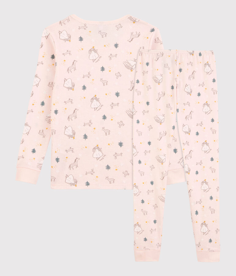 Pyjama snugfit imprim&eacute; princesses petite fille en coton rose FLEUR/blanc MULTICO