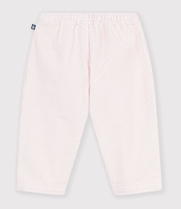 Pantalon b&eacute;b&eacute; en velours uni rose clair