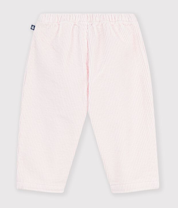 Pantalon b&eacute;b&eacute; en velours uni rose clair